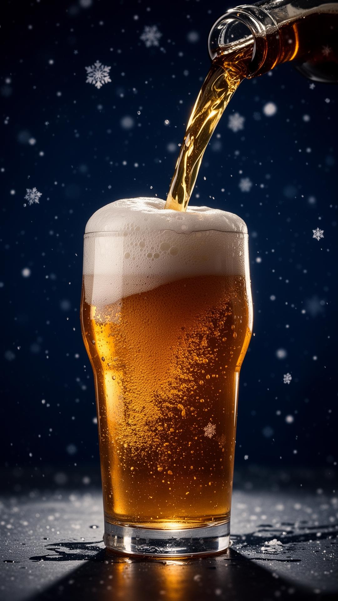 Amber craft beer pouring